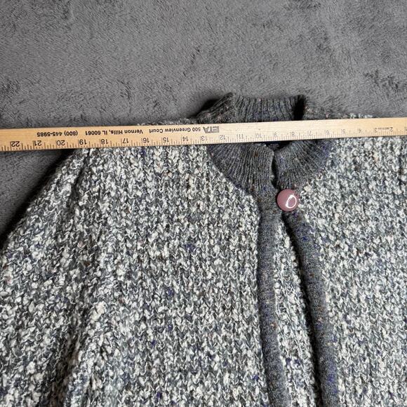 Vintage Knit Wool Blend Cardigan Le Chois Womens M/L Gray Chunky Knit Pockets - Picture 4 of 6